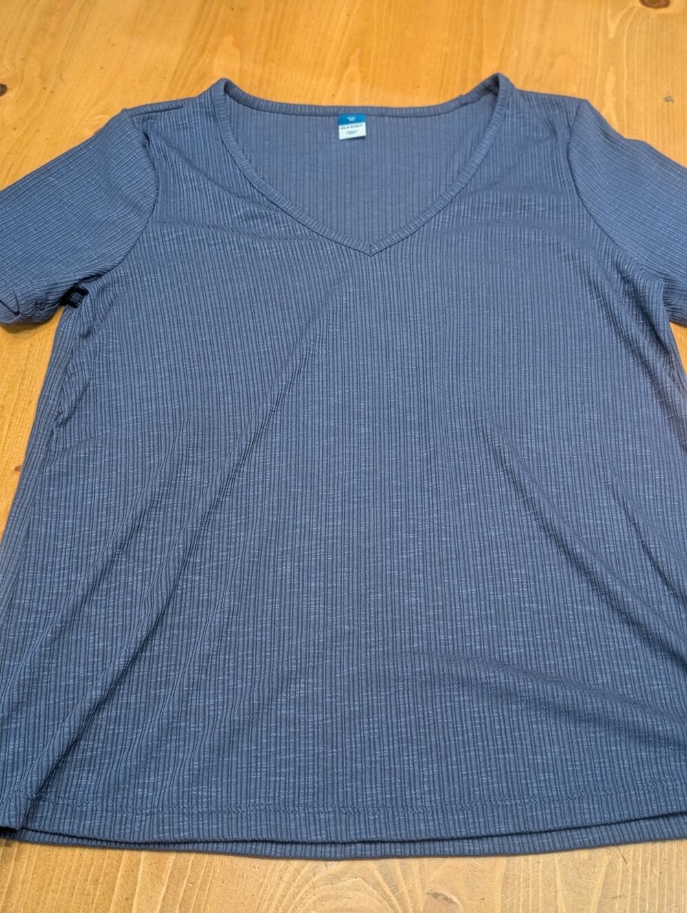 Old Navy S/S V-Neck Shirt, Luxe, Navy Blue, Silky, Women's XS, NWOT